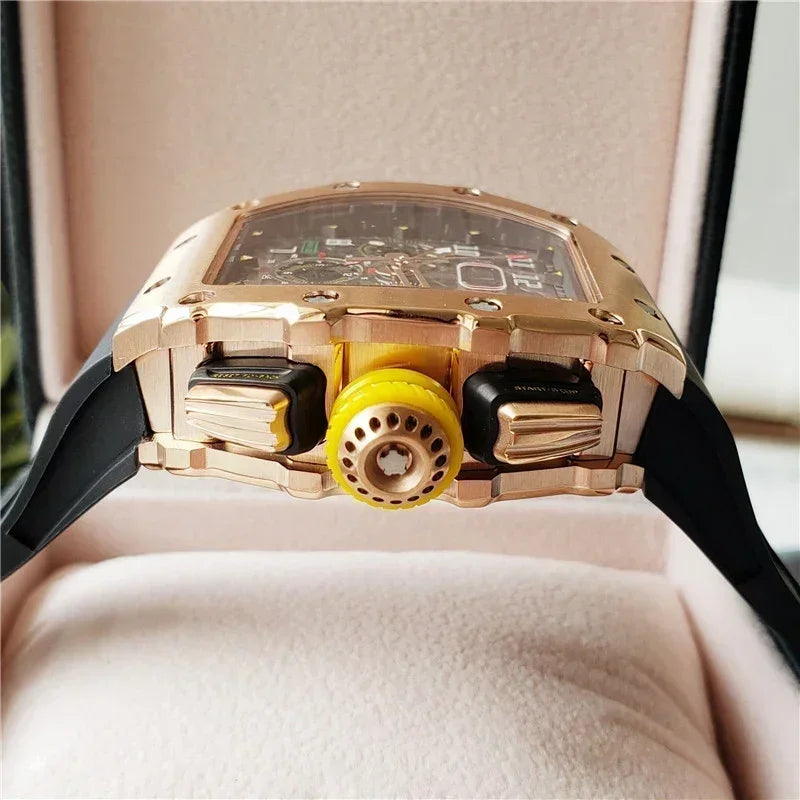 luxury RM brand 6 pins Multifunctional Automatic mechanical Silicone Watch Tourbillon 904L Stainless steel Men's automatic watch