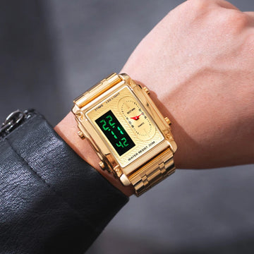 Men Wrist Watches Top Brand Luxury Relogio Masculino Stainless Steel Band Watch For Male Clock Men Dual Display Wrist Watch