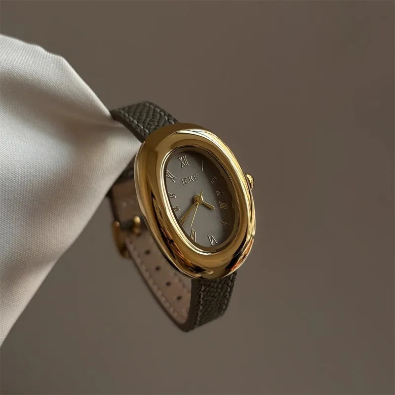 Luxury Women's Watch Roman Numerals Reloj Vintage Simple Oval Clock Ladies Stainless Steel Orologio Gold Sliver Wristwatch