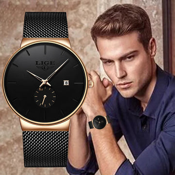 Reloj LIGE 2026 simple men's watches top luxury fashion clock quartz wristwatch net with watches for men relogios masculino+BOX