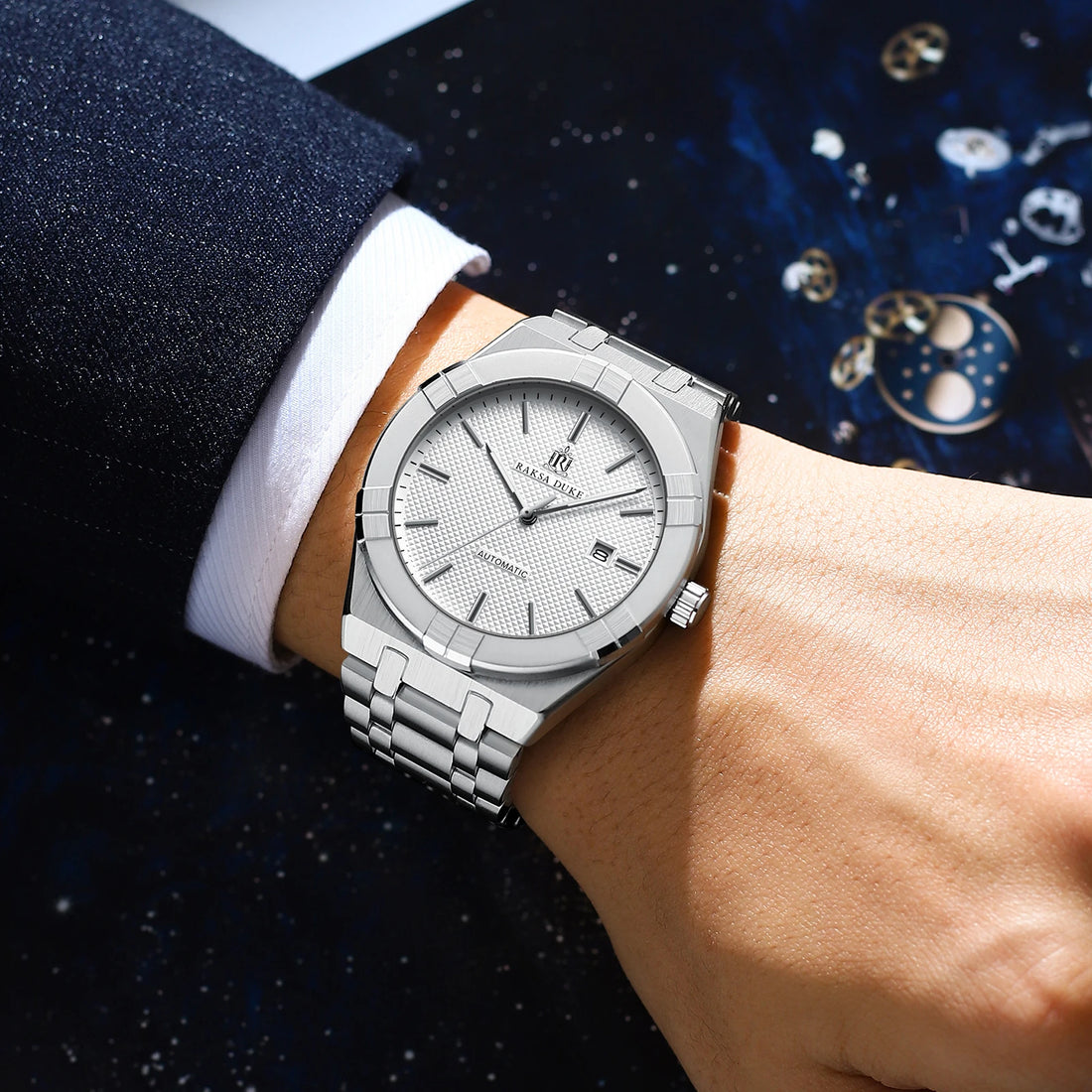 RAKSA DUKE Automatic Mechanical Watch for Men  Stainless Steel Strap Waterproof  Fashion Top Brand Luminous Wristwatch