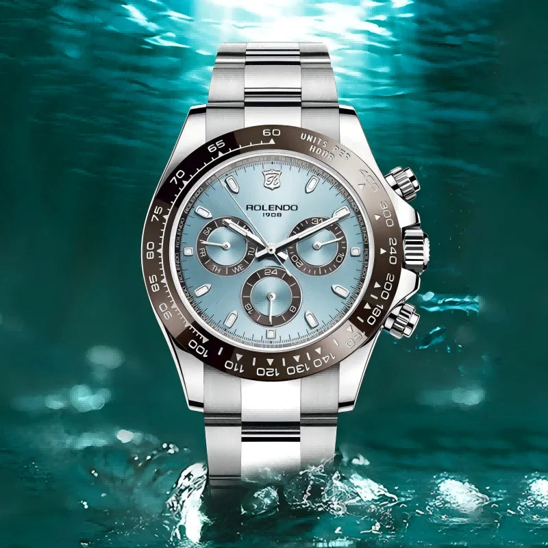 ROLENDO Luxury Men Automatic Diver Watch 40.5mm Mineral Crystal Luminous Date 300M Waterproof High-end Men's Wristwatch Gift