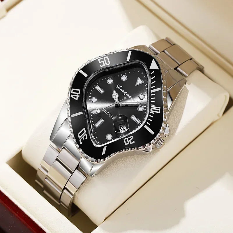 New Fashion Men Famous Luxury Casual Quartz Watch Mens Business Stainless Steel Watches for Gifts Relogio Masculino Male Clock
